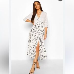 Boohoo Monochrome Polka Dot‎ A-Line dress